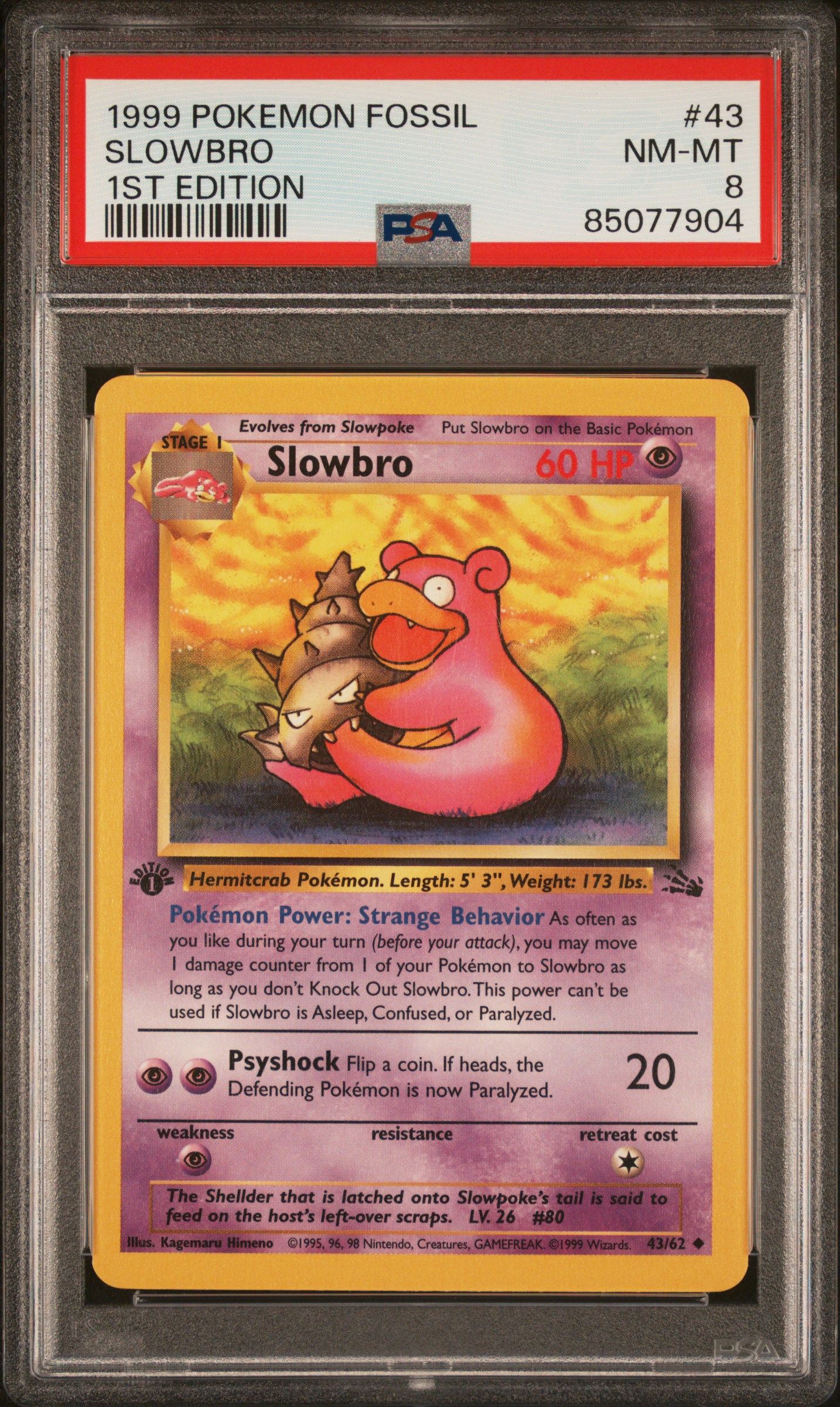 1999 POKEMON FOSSIL #43 SLOWBRO 1ST EDITION