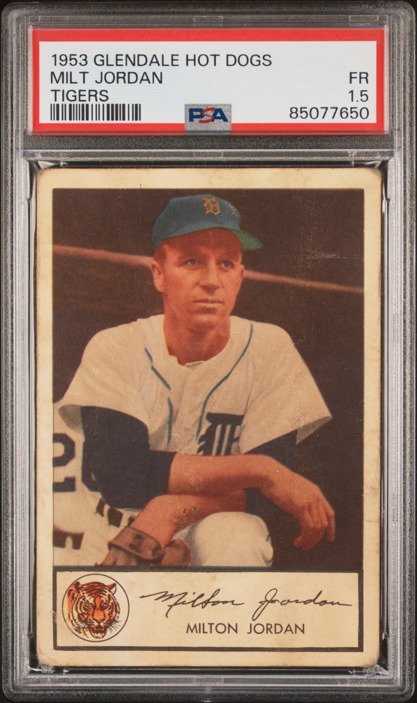 1953 GLENDALE HOT DOGS TIGERS MILT JORDAN TIGERS