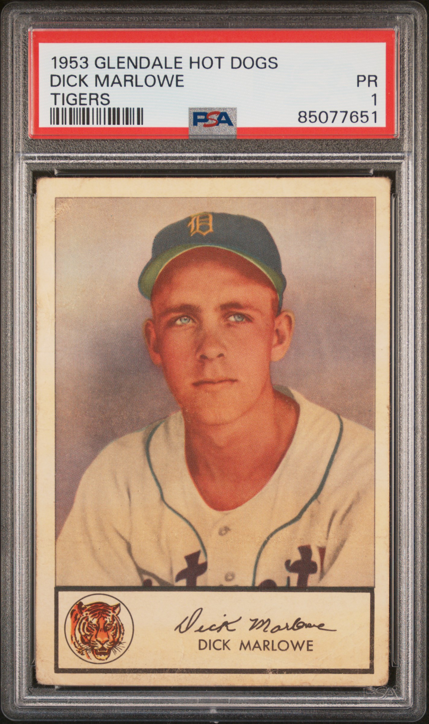 1953 GLENDALE HOT DOGS TIGERS DICK MARLOWE TIGERS