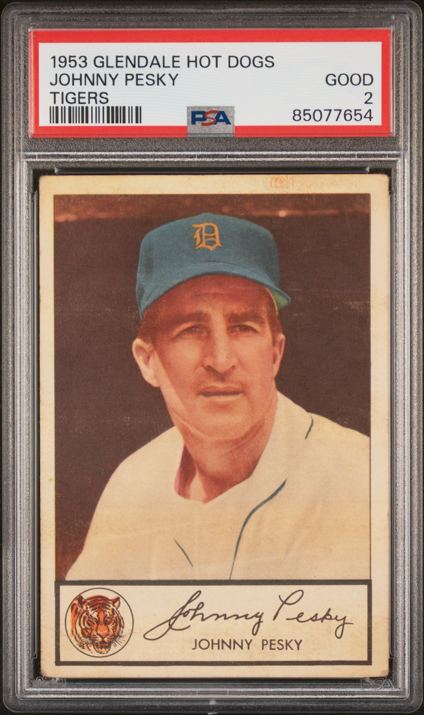 1953 GLENDALE HOT DOGS TIGERS JOHNNY PESKY TIGERS