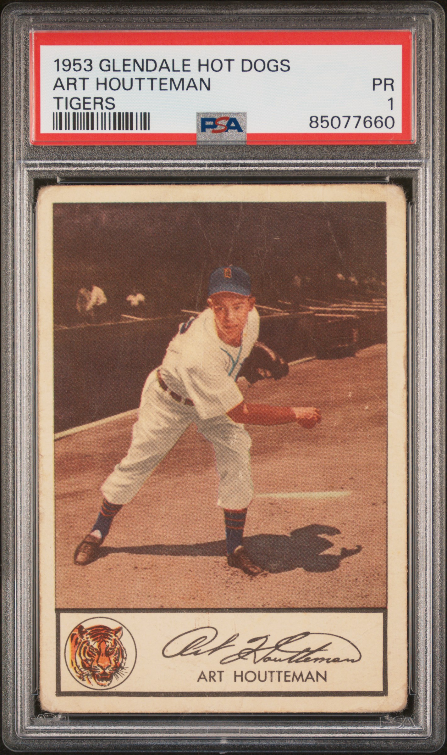 1953 GLENDALE HOT DOGS TIGERS ART HOUTTEMAN TIGERS