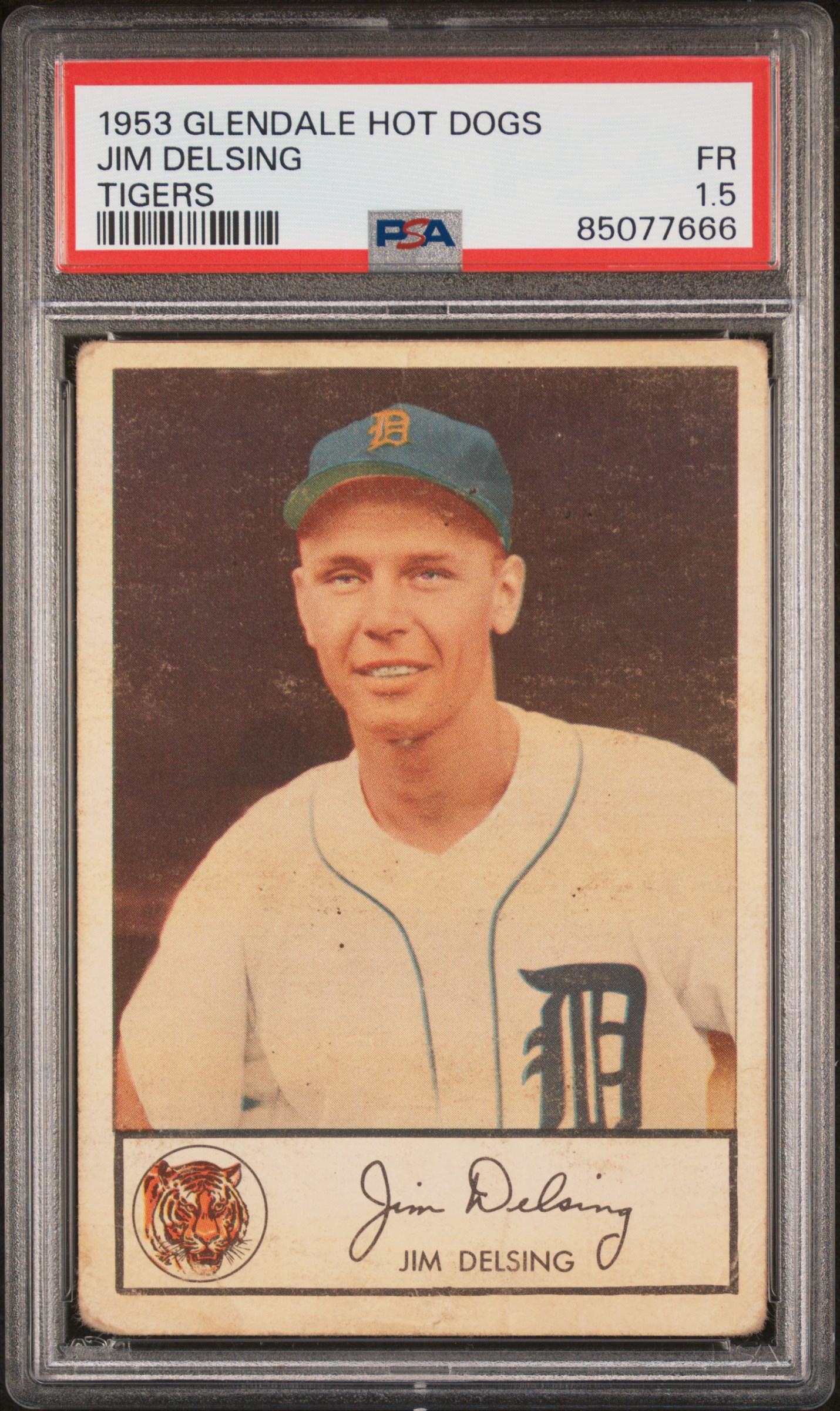 1953 GLENDALE HOT DOGS TIGERS JIM DELSING TIGERS