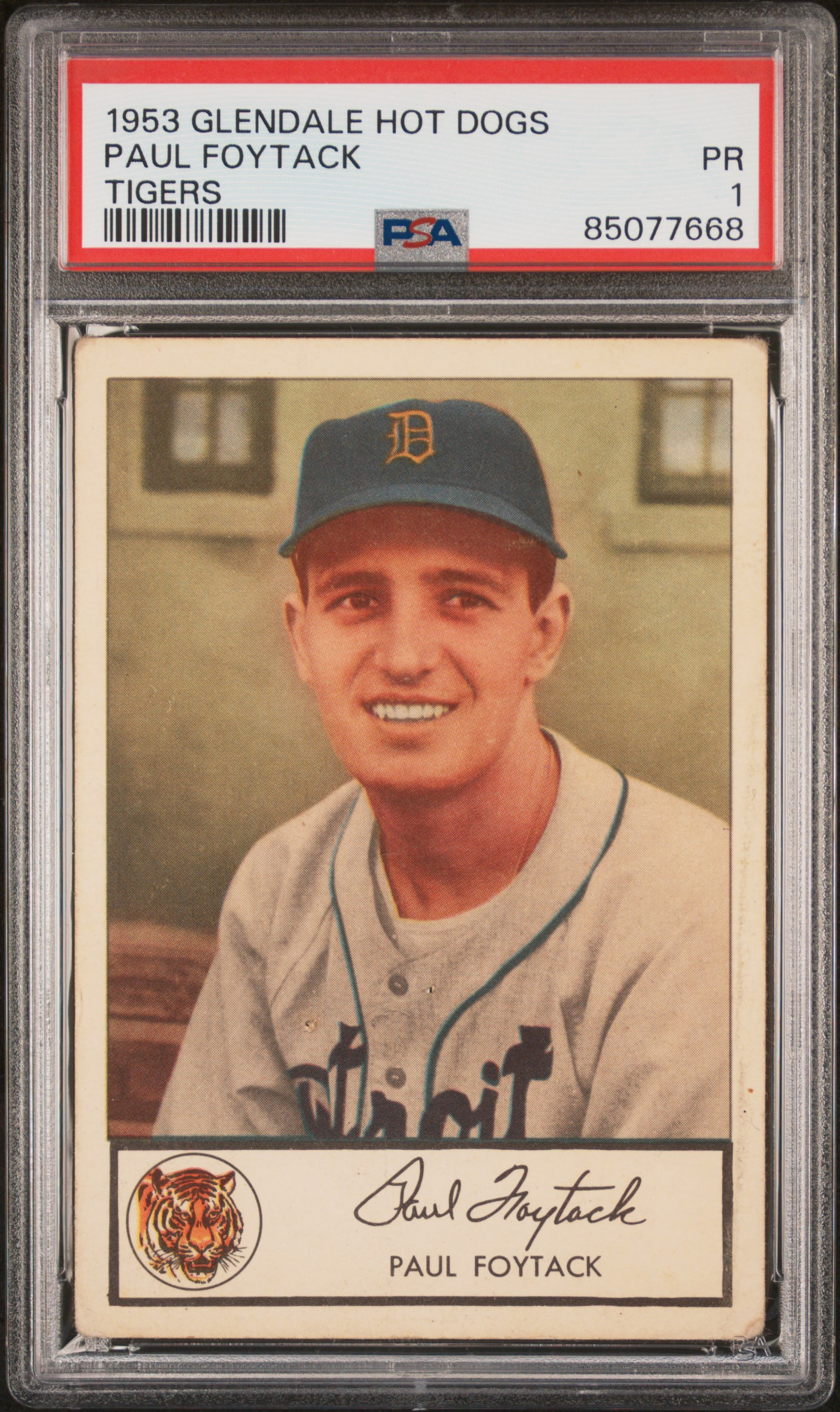 1953 GLENDALE HOT DOGS TIGERS PAUL FOYTACK TIGERS