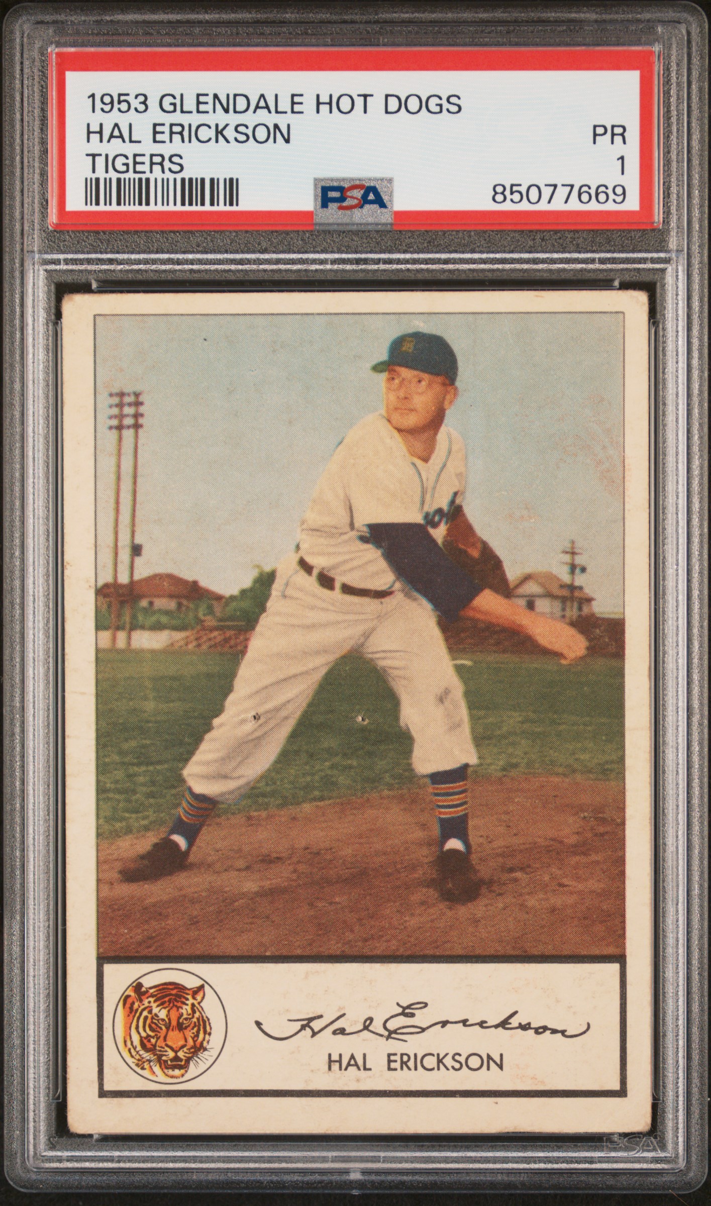 1953 GLENDALE HOT DOGS TIGERS HAL ERICKSON TIGERS