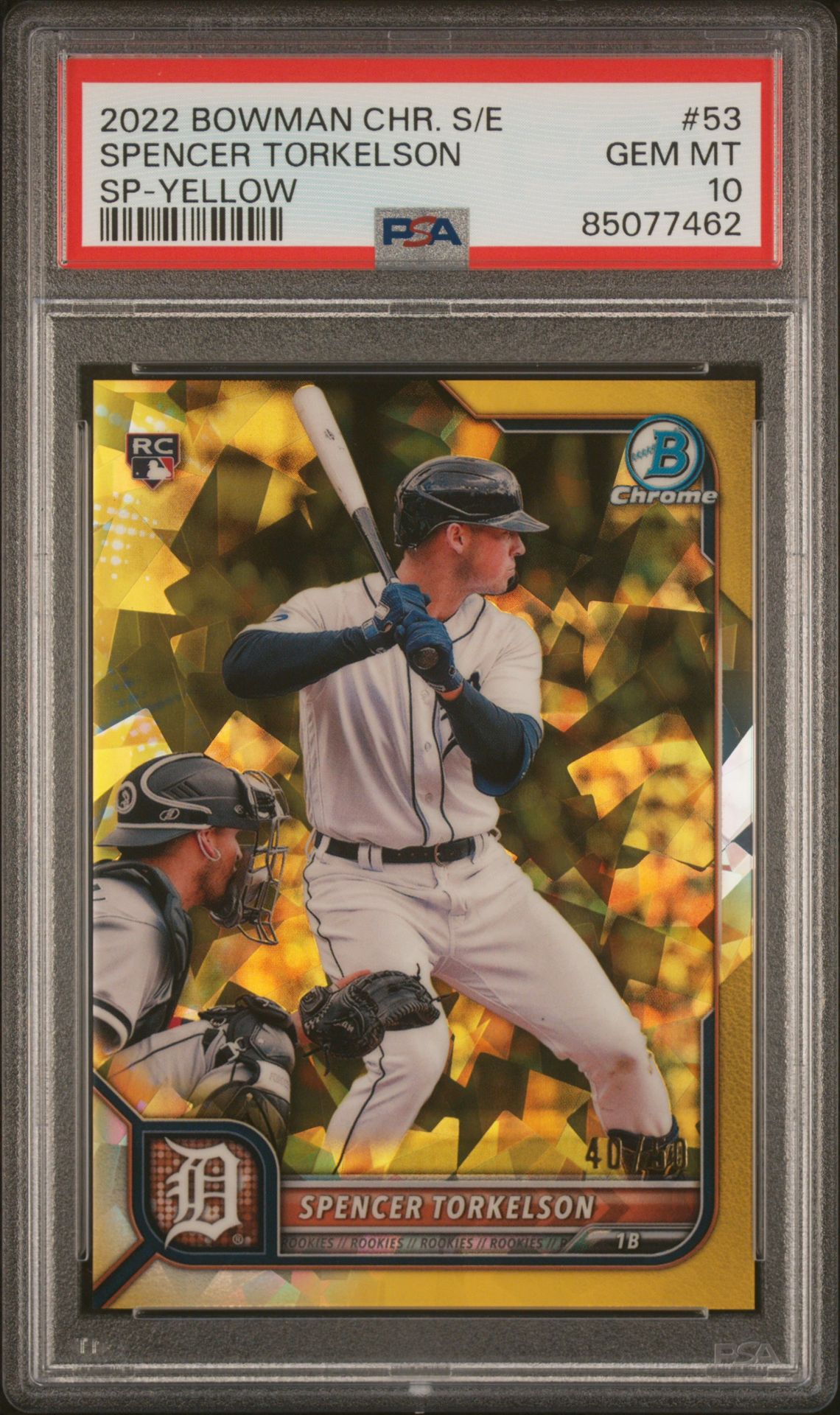 2022 Bowman BOWMAN CHROME SAPPHIRE EDITION SP-YELLOW #53 Spencer Torkelson front