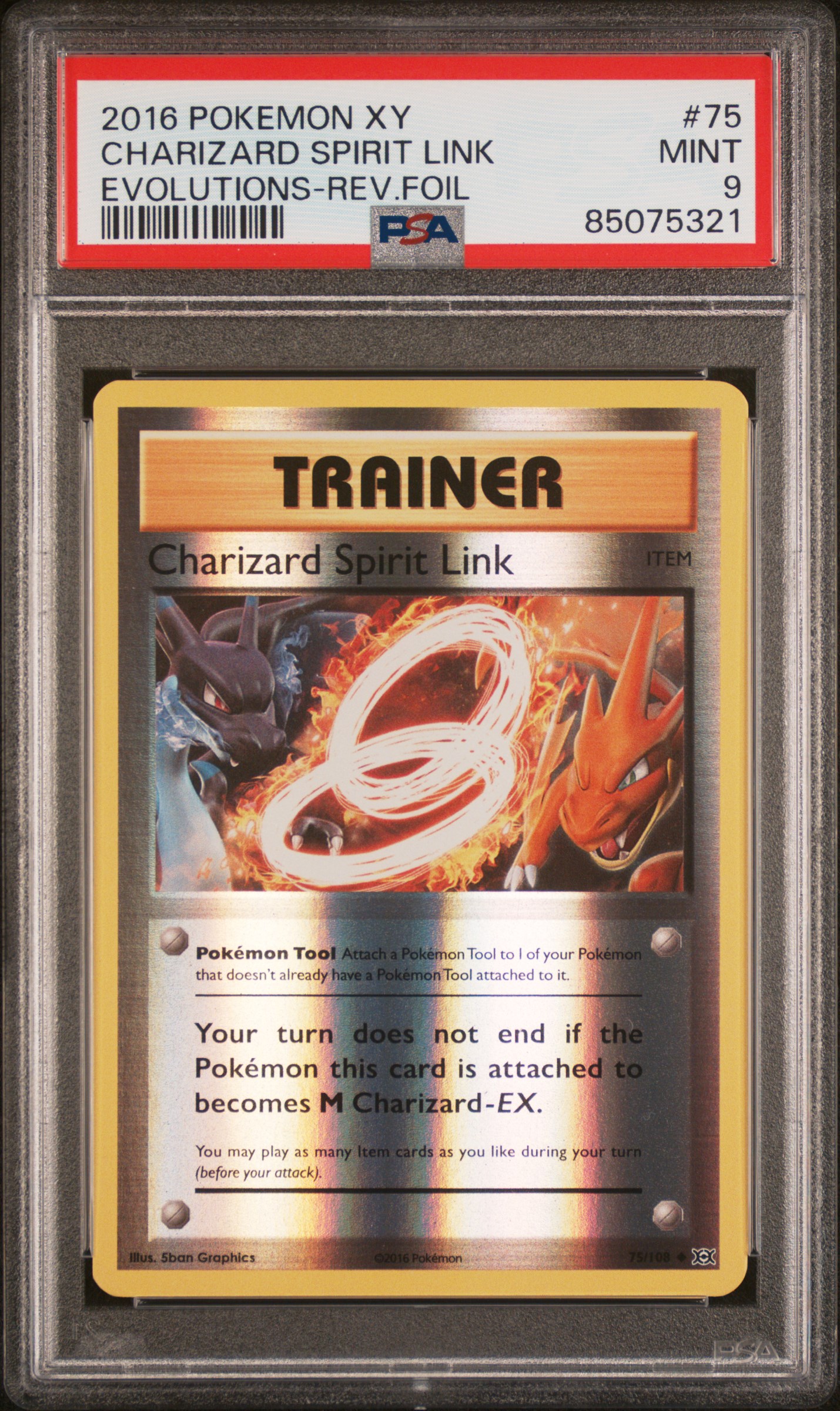 2016 POKEMON XY EVOLUTIONS #75 CHARIZARD SPIRIT LINK EVOLUTIONS-REV.FOIL