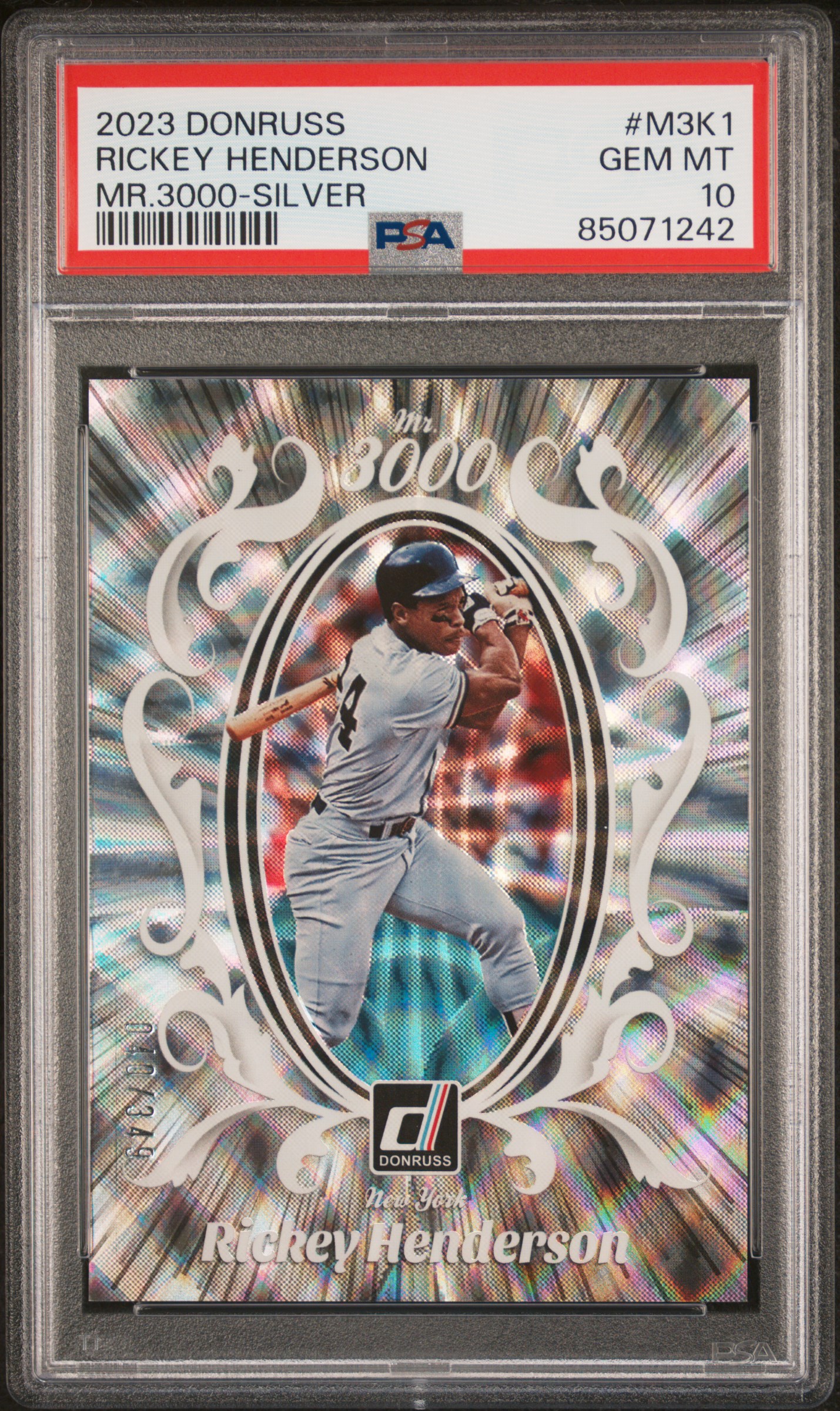 2023 PANINI DONRUSS MR.3000 #M3K1 RICKEY HENDERSON MR.3000-SILVER