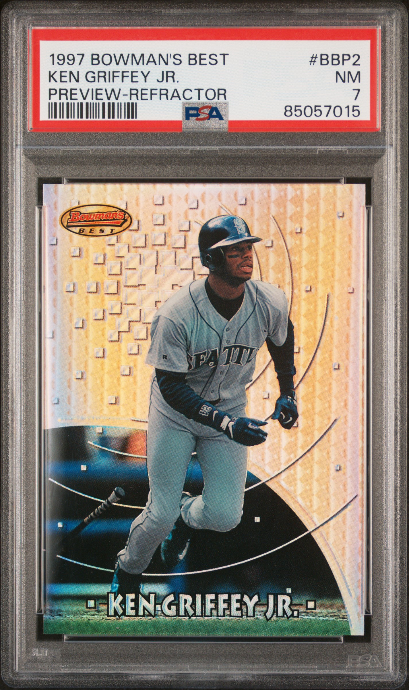 1997 BOWMAN'S BEST PREVIEW #BBP2 KEN GRIFFEY JR. PREVIEW-REFRACTOR