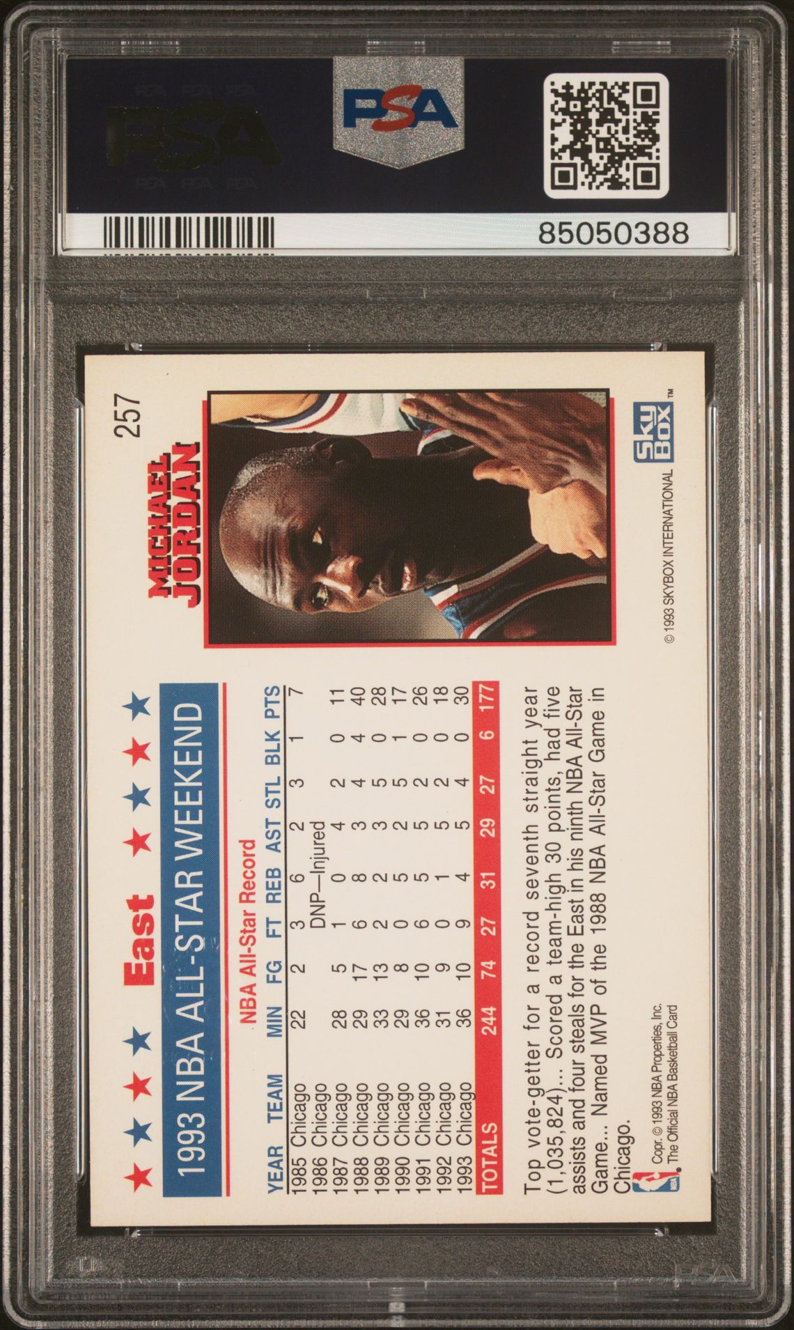 1993 Hoops Michael Jordan #257 (5Th Anniversary) Ex-Mt 6 back