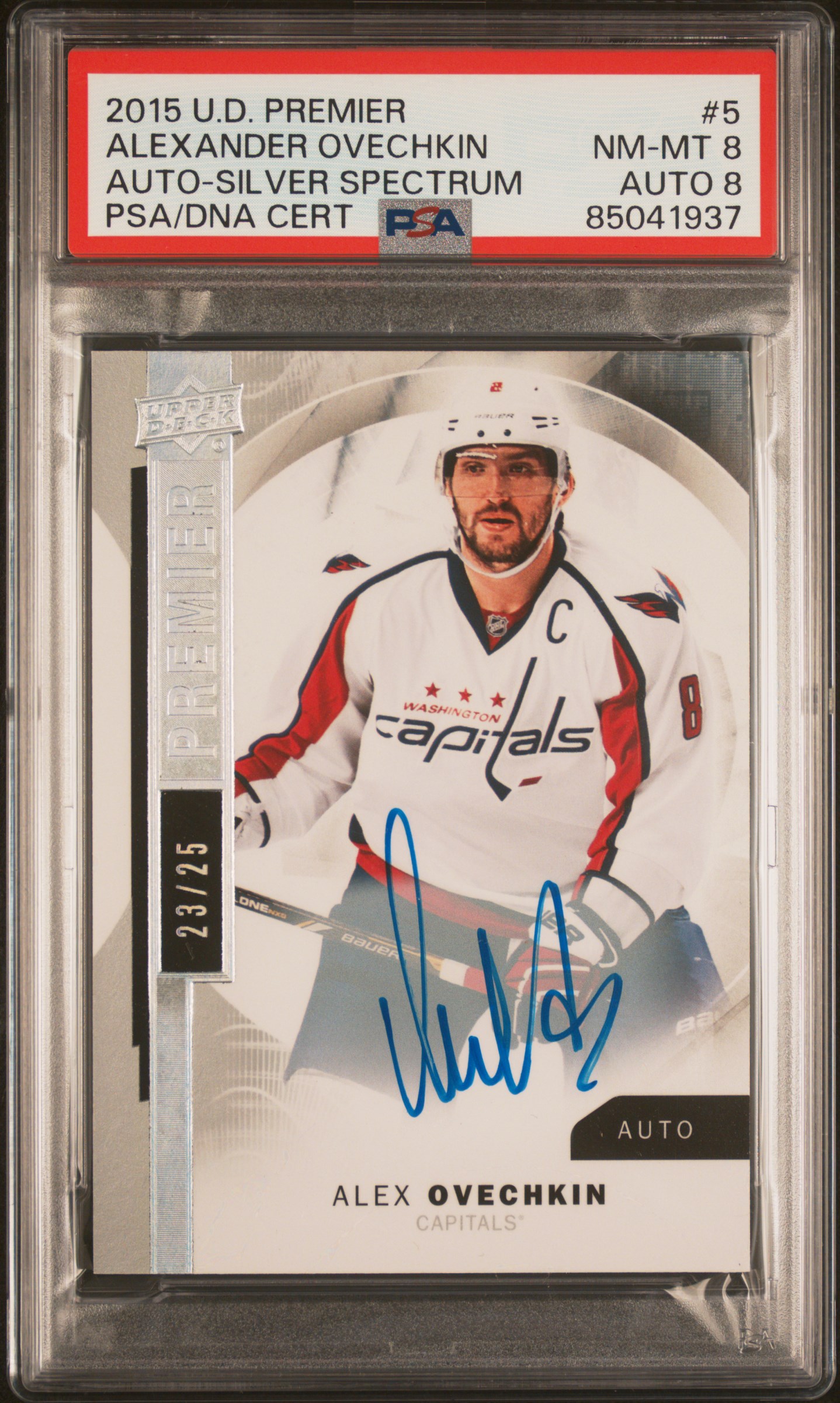 2015 UPPER DECK PREMIER #5 ALEX OVECHKIN AUTO-SILVER SPECTRUM