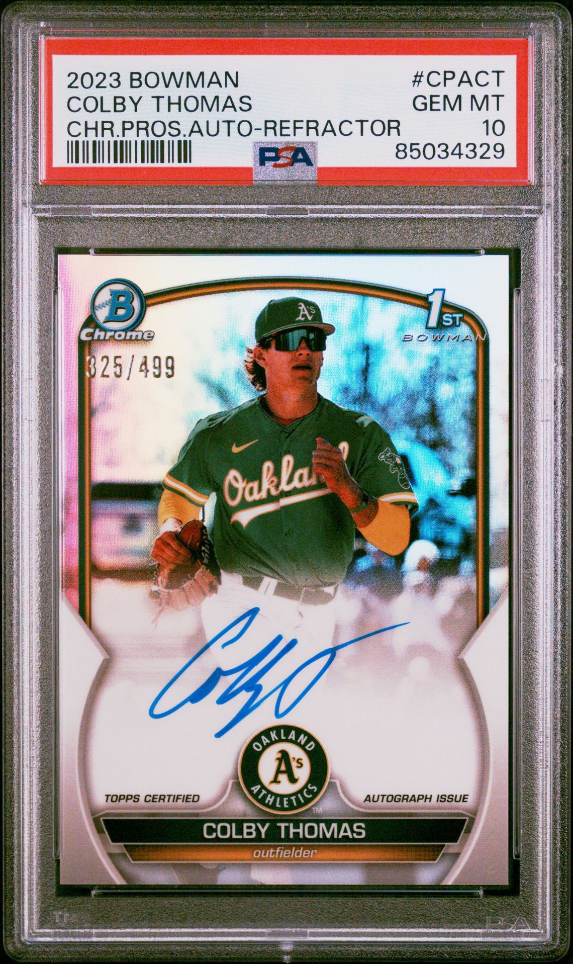 2023 Bowman Chrome BOWMAN CHROME PROSPECT AUTOGRAPHS CHR PROS AUTO-REFRACTOR #CPACT Colby Thomas front
