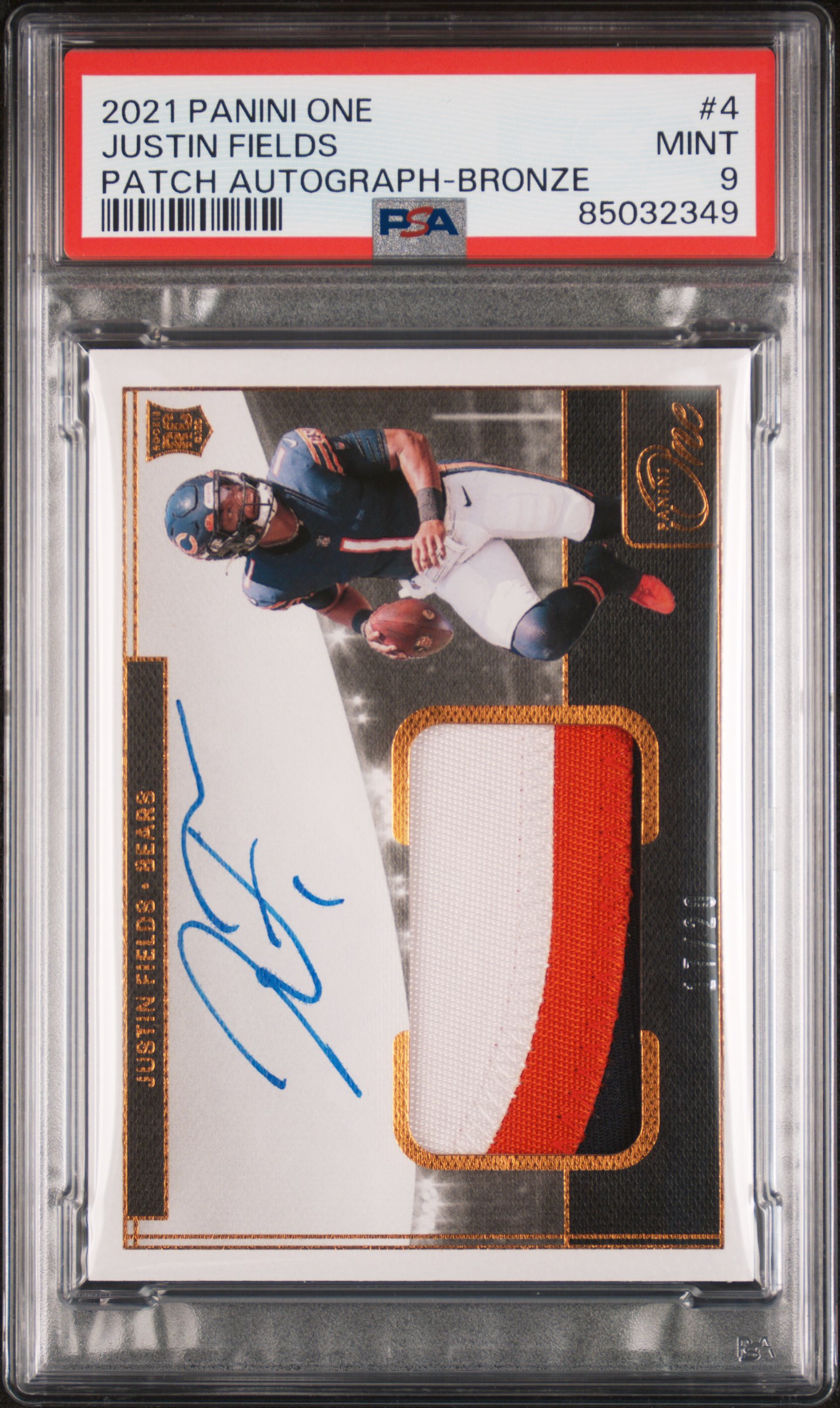 2021 PANINI ONE #4 JUSTIN FIELDS PATCH AUTOGRAPH-BRONZE