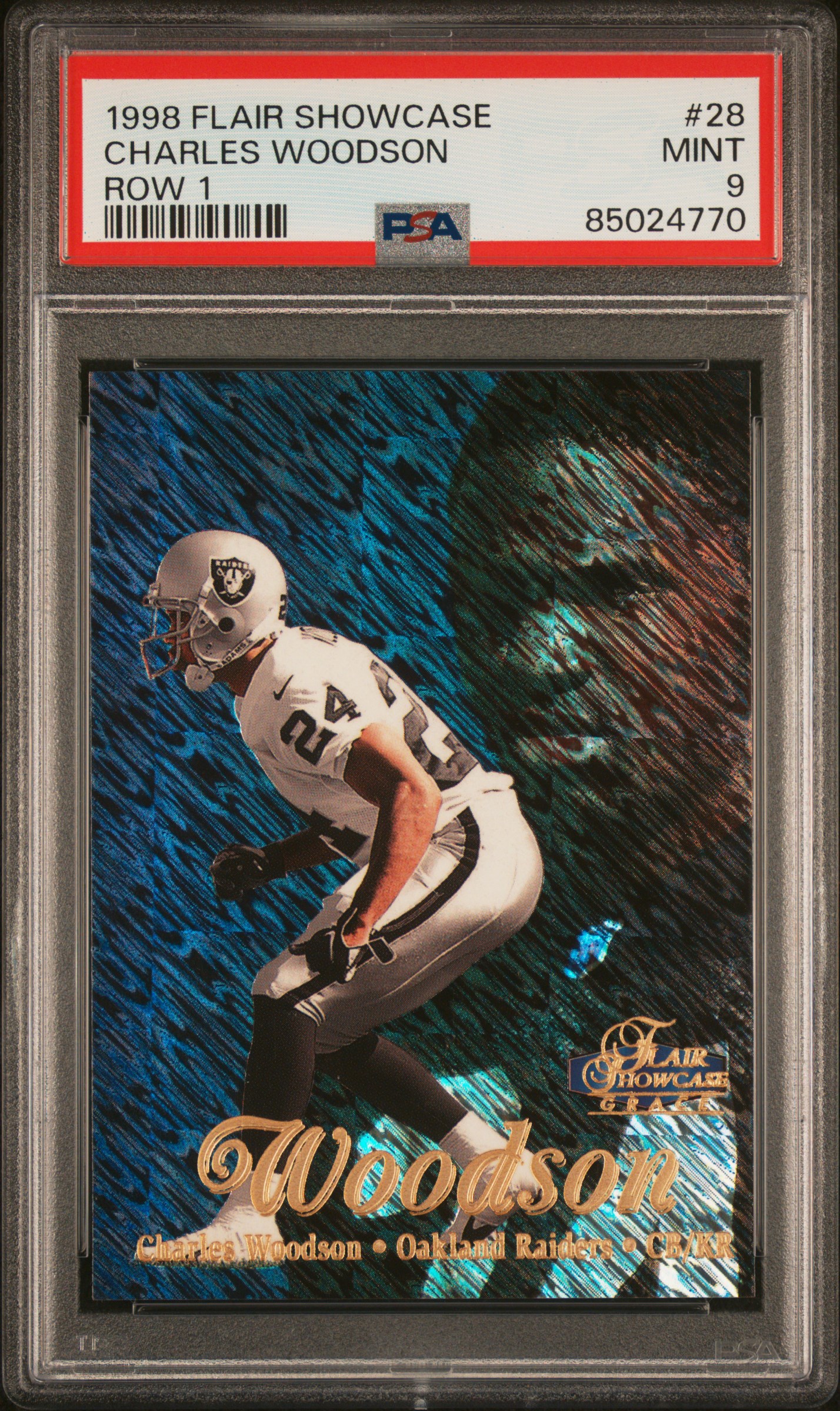 1998 FLAIR SHOWCASE #28 CHARLES WOODSON ROW 1
