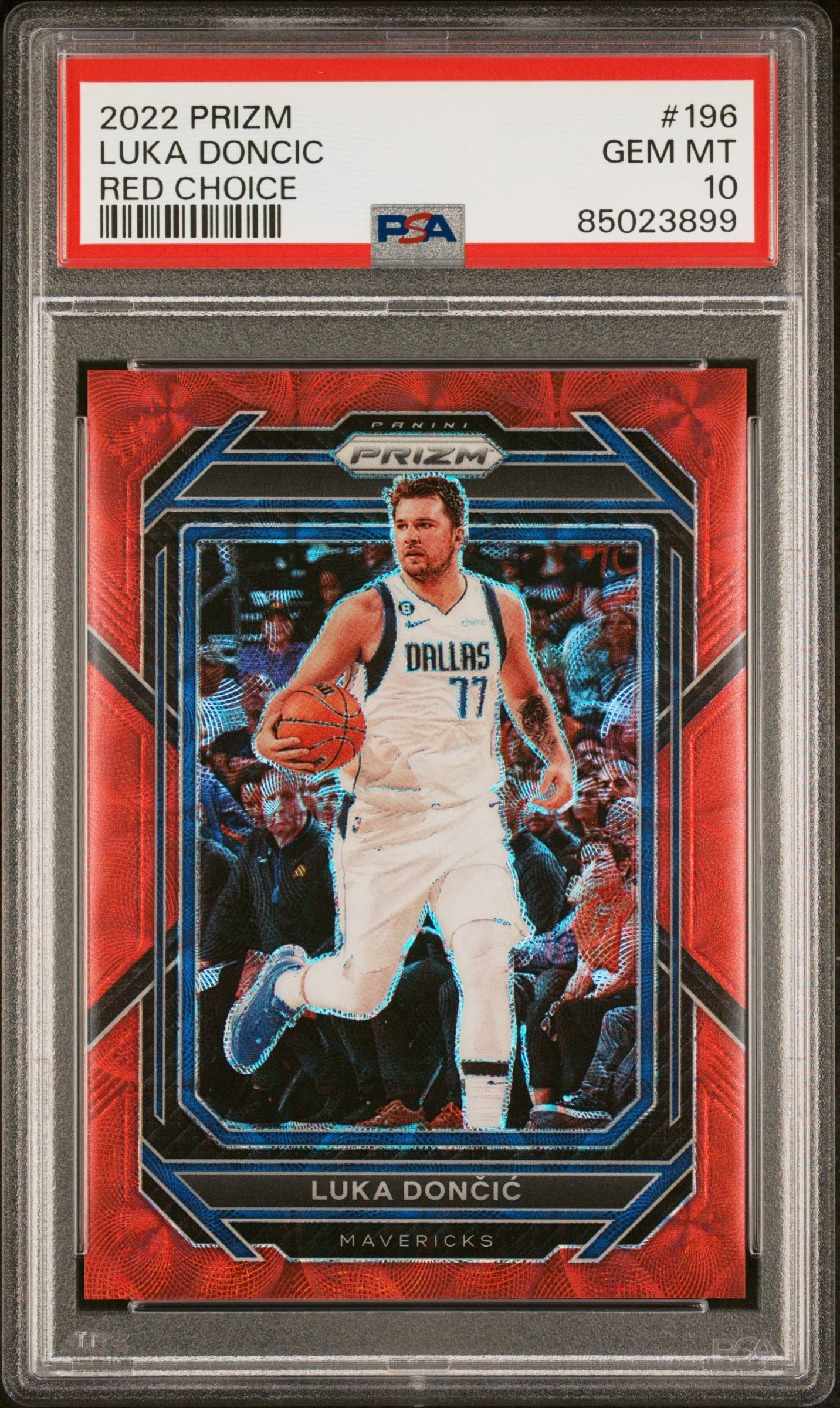 2022-23 Panini Prizm Red Choice #196 Luka Doncic (#70/88) – PSA GEM MT 10