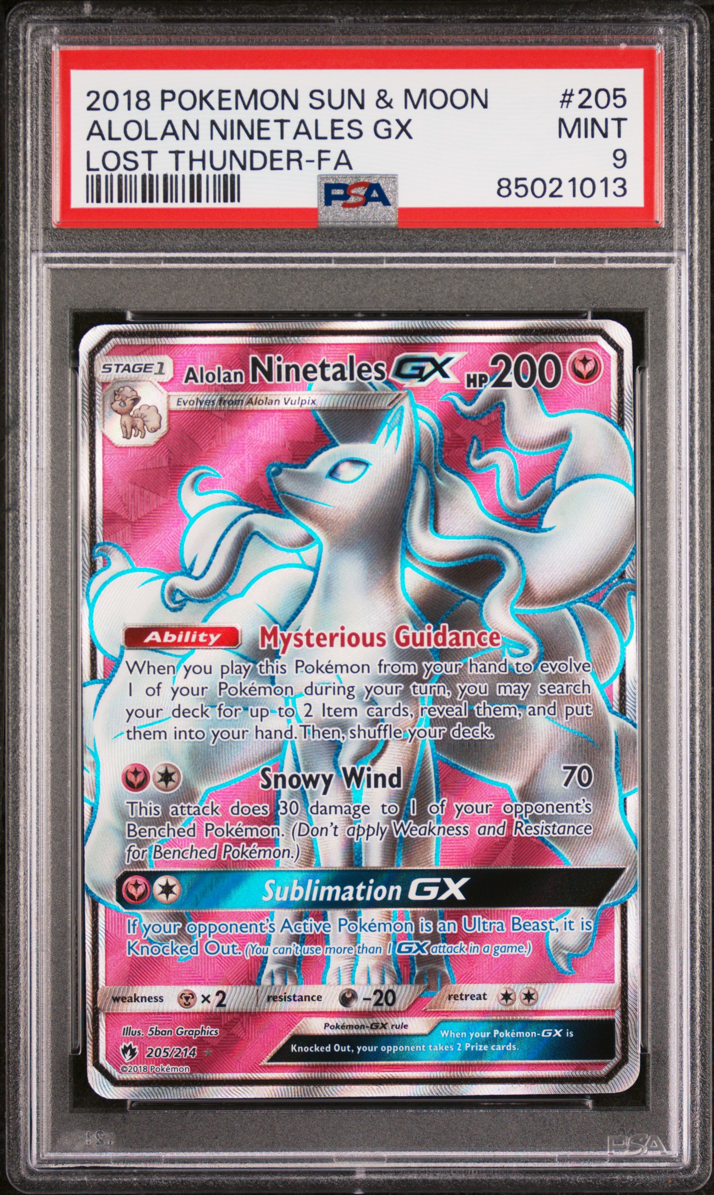2018 POKEMON SUN & MOON LOST THUNDER #205 ALOLAN NINETALES GX LOST THUNDER-FA