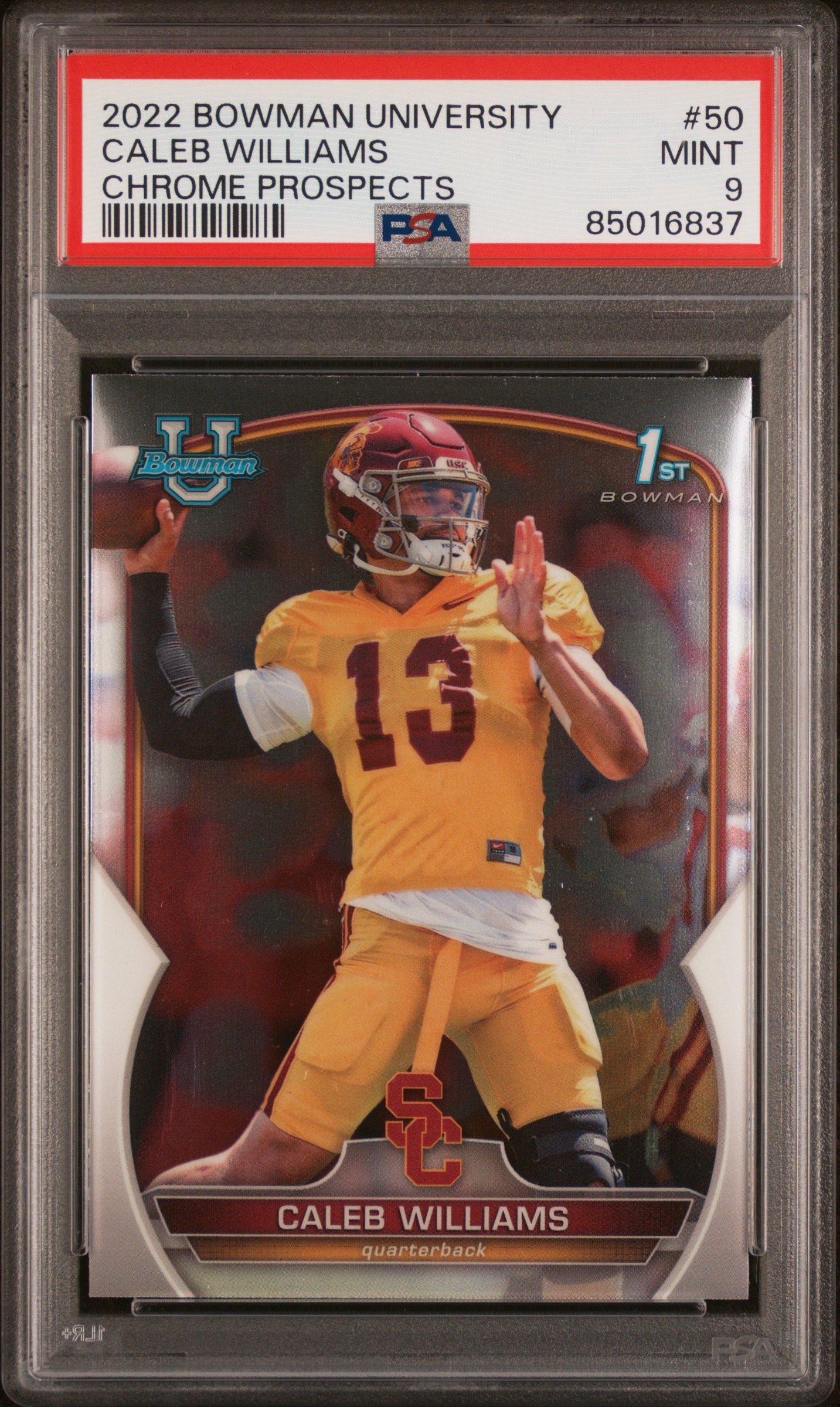 2022 BOWMAN UNIVERSITY CHROME PROSPECTS #50 CALEB WILLIAMS CHROME PROSPECTS