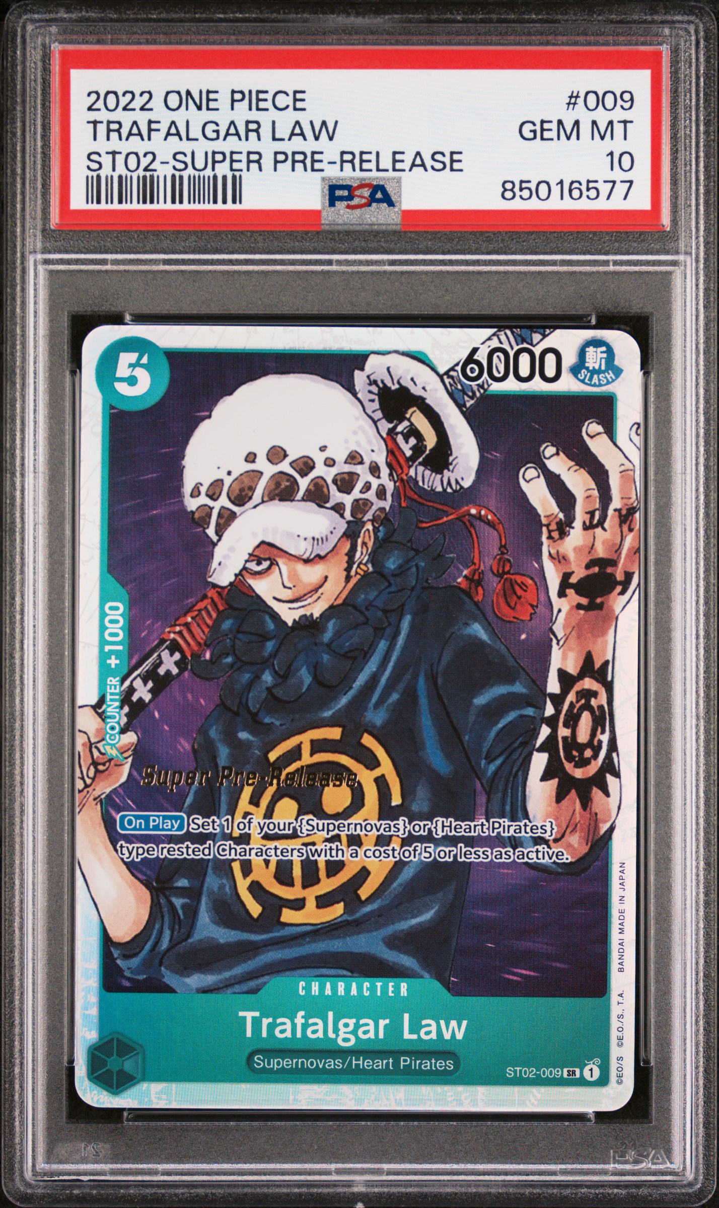 2022 ONE PIECE STARTER DECK ST02-WORST GENERATION #009 TRAFALGAR LAW SUPER PRE-RELEASE