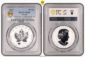 2017 $5 ML 150th Ann. Confederation Ag SP68