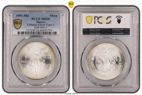 1991-Mo Onza Libertad Ag T1 - PLATA PURA MS68