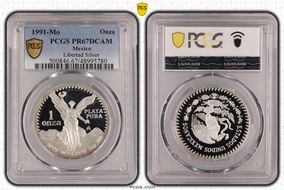 1991-Mo Onza Libertad Ag KM-494.3 PR67DCAM