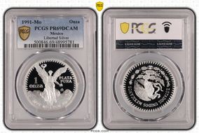 1991-Mo Onza Libertad Ag KM-494.3 PR69DCAM