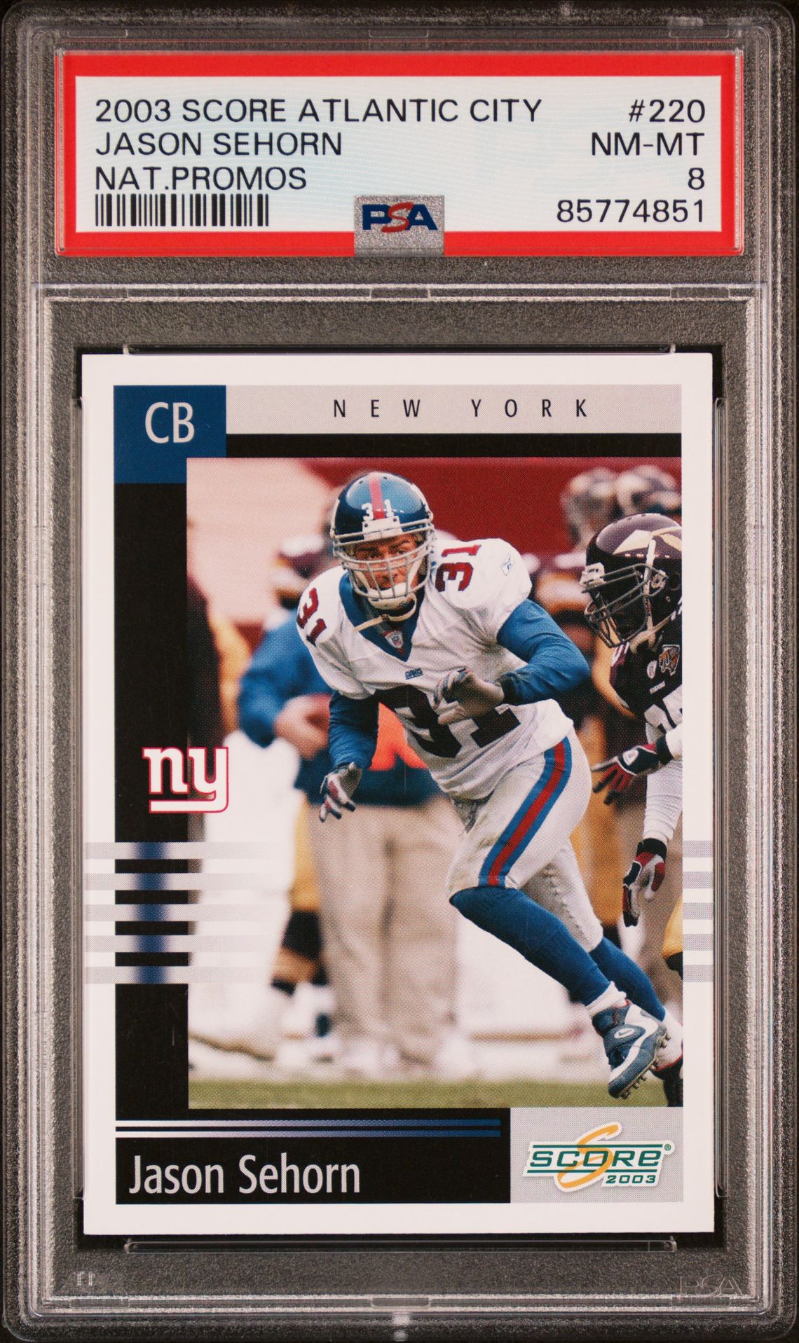 2003 Score Atlantic City National Promos Jason Sehorn #220 Nm-Mt 8 front