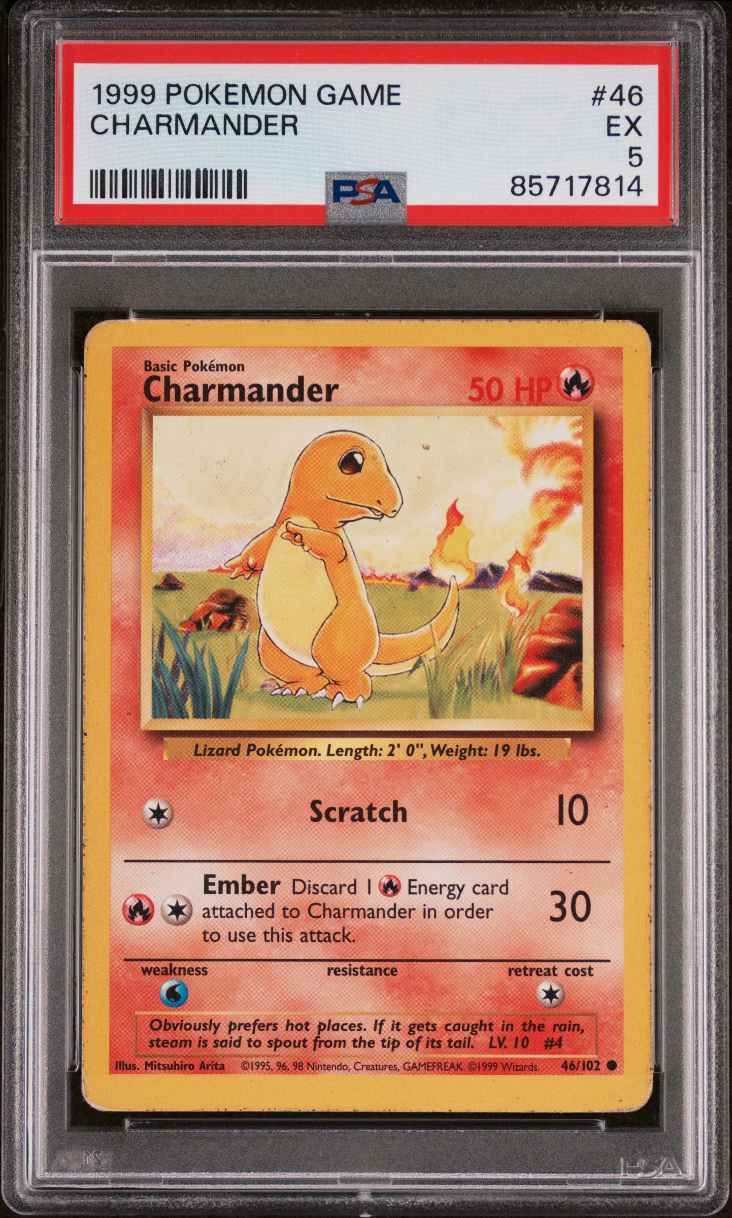 1999 Pokemon Game #46 Charmander PSA 5
