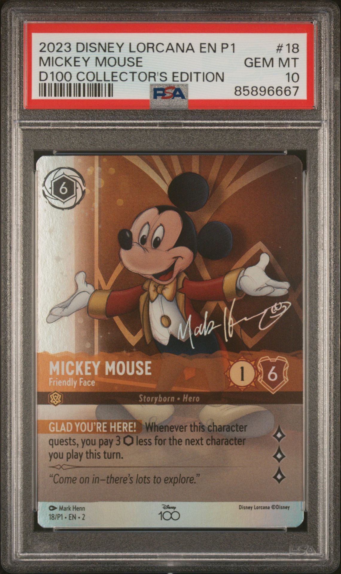 2023 Disney DISNEY LORCANA EN P1-PROMO D100 COLLECTOR'S EDITION #18 Mickey Mouse front
