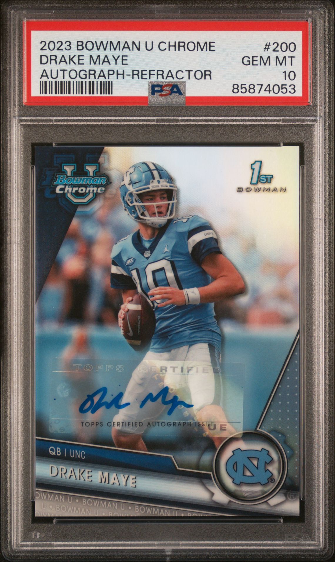 2023 Bowman BOWMAN UNIVERSITY CHROME AUTOGRAPH-REFRACTOR #200 Drake Maye front