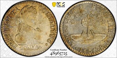 1830-PTS JL 1/2 Sol KM-93.2a 6-Pt. Stars AU53