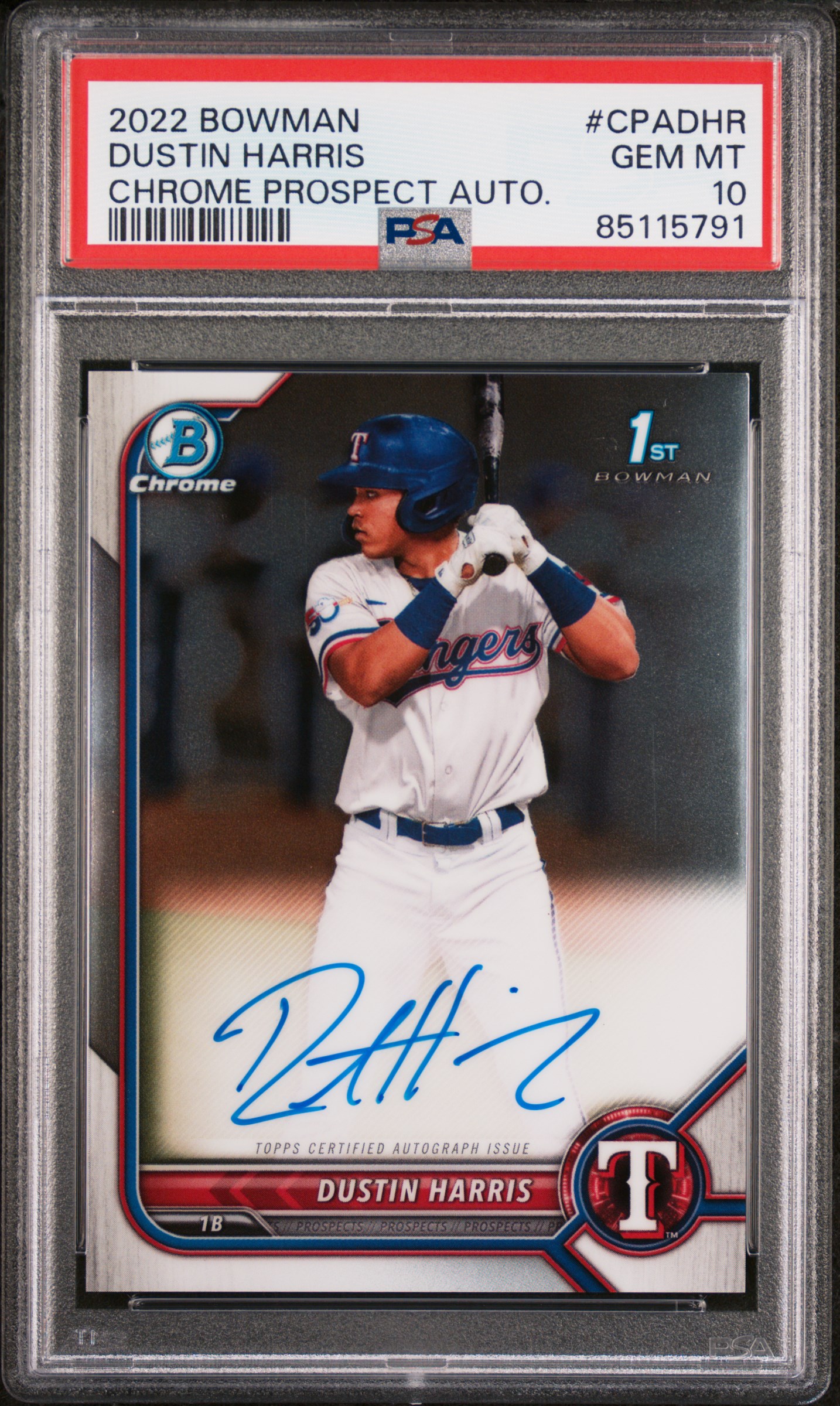 2022 BOWMAN CHROME PROSPECT AUTOGRAPHS #CPADHR DUSTIN HARRIS CHROME PROSPECT AUTO.