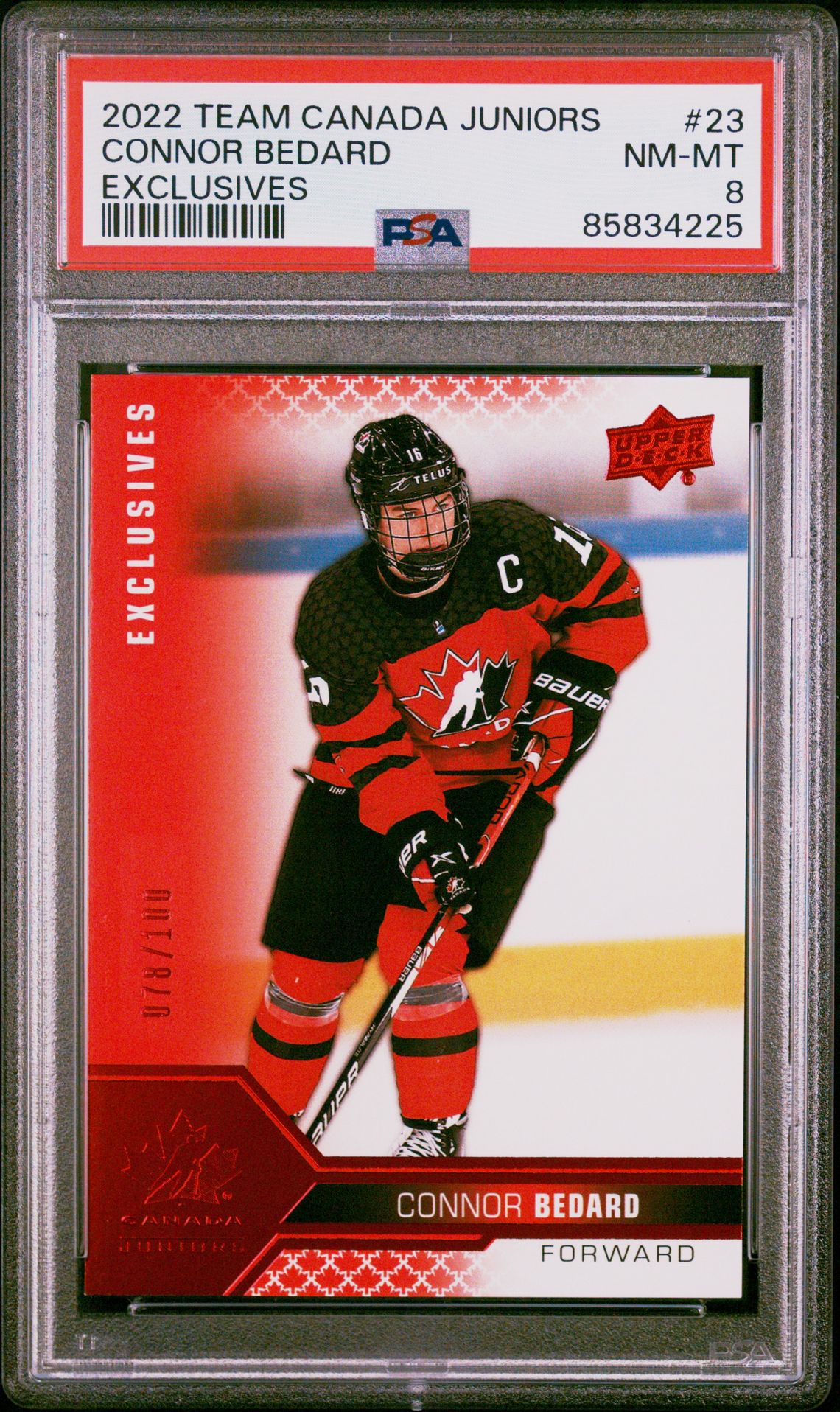 2022 Upper Deck UPPER DECK TEAM CANADA JUNIORS EXCLUSIVES #23 Connor Bedard front