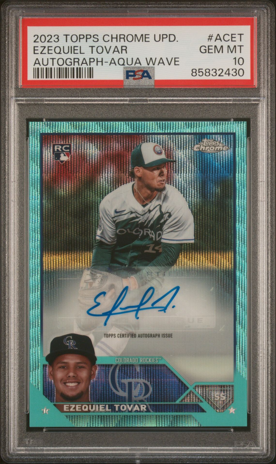 2023 Topps Chrome TOPPS CHROME UPDATE AUTOGRAPH AQUA WAVE REF #ACET Ezequiel Tovar front