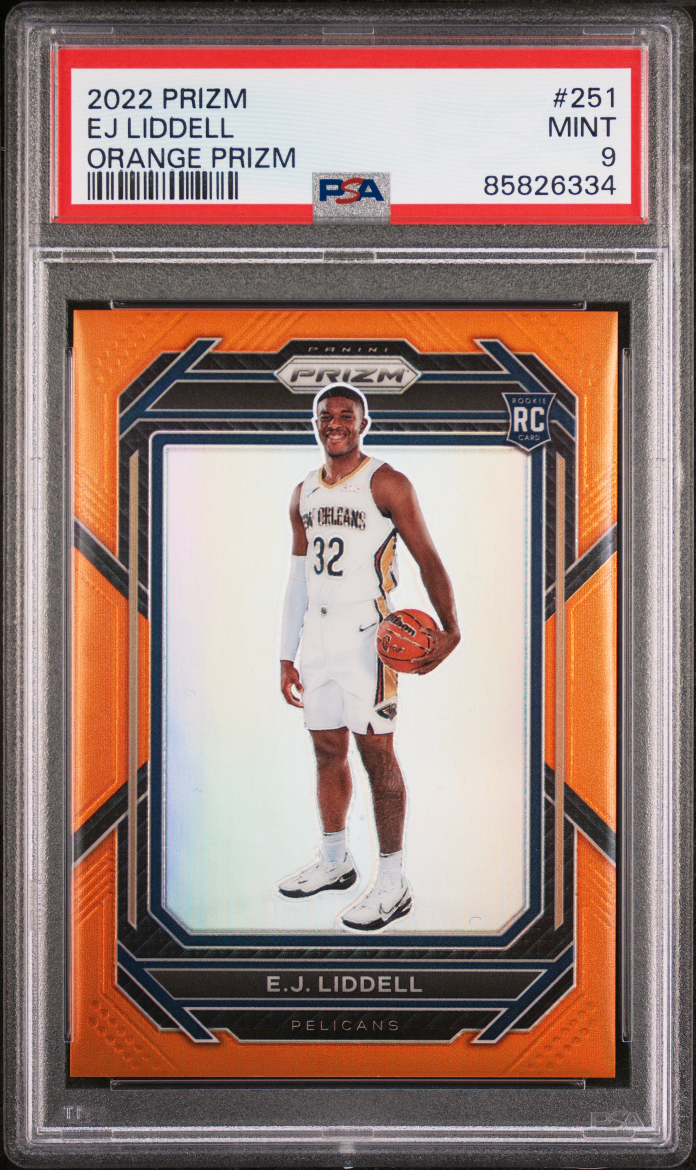 2022 Panini Prizm Ej Liddell #251 (Orange Prizm) Mint 9 front