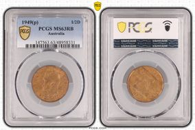 1949(p) 1/2D MS63RB