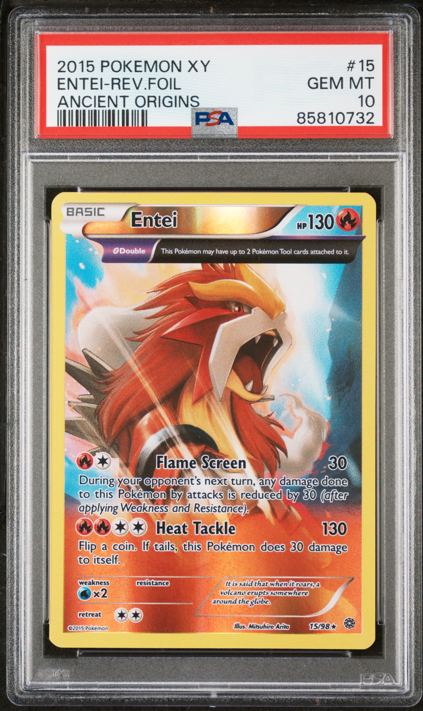 2015 Pokemon XY Ancient Origins Foil #15 Entei front