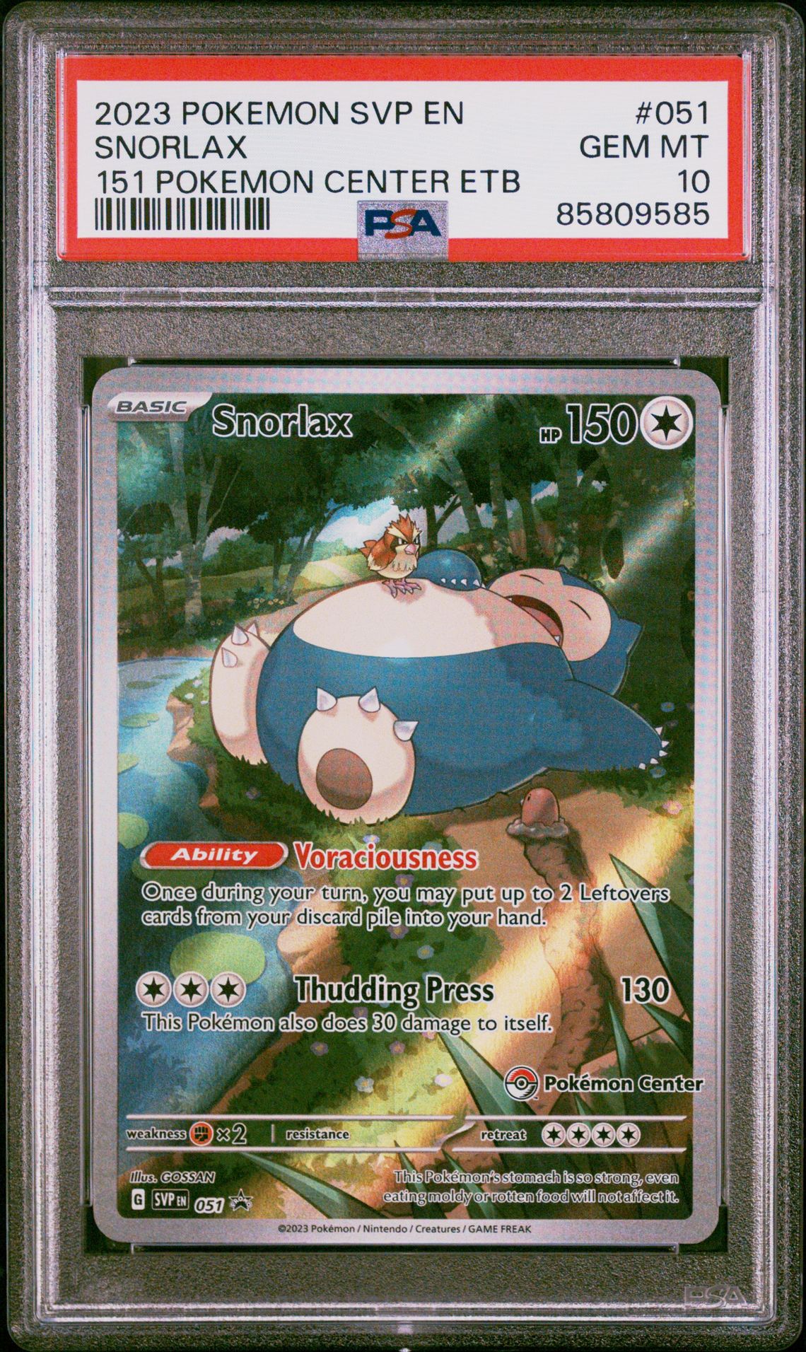 2023 Pokemon POKEMON SVP EN-SV BLACK STAR PROMO 151 POKEMON CENTER ETB #051 Snorlax front