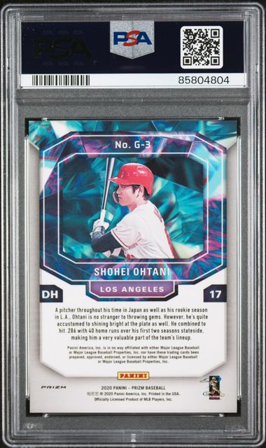 2020 Panini Prizm Gems Shohei Ohtani #G3 (Gems) Gem Mt 10 back