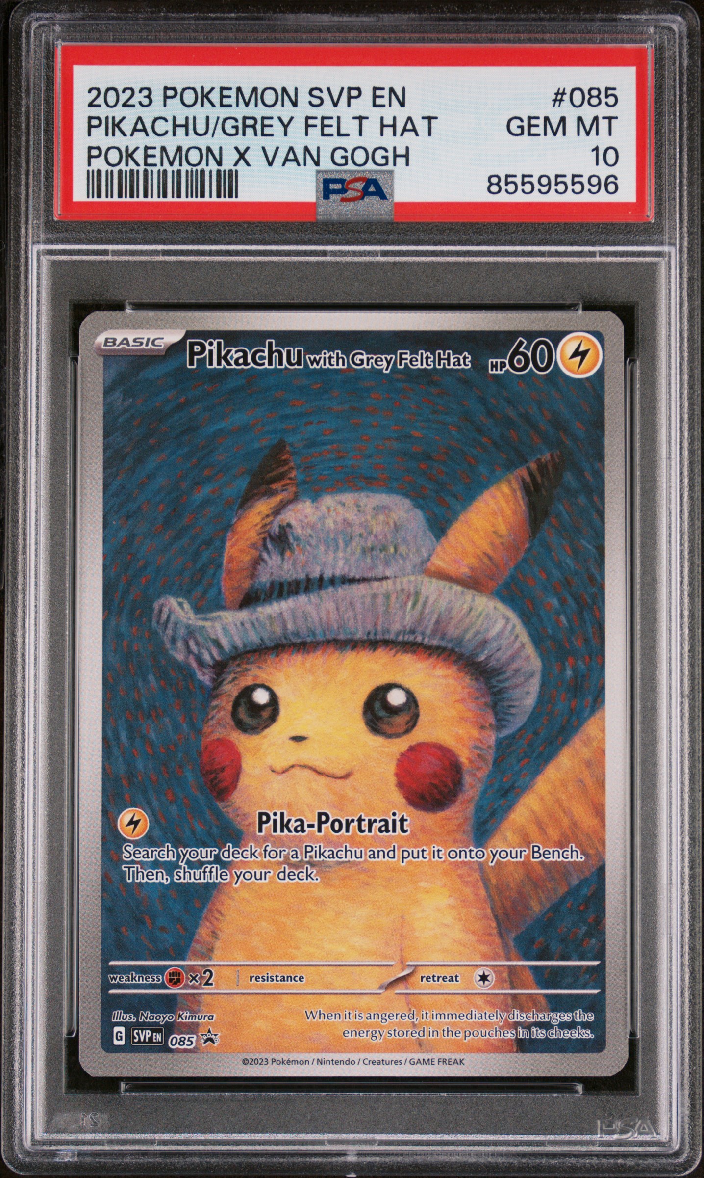 2023 POKEMON SVP EN-SV BLACK STAR PROMO #085 PIKACHU/GREY FELT HAT POKEMON X VAN GOGH