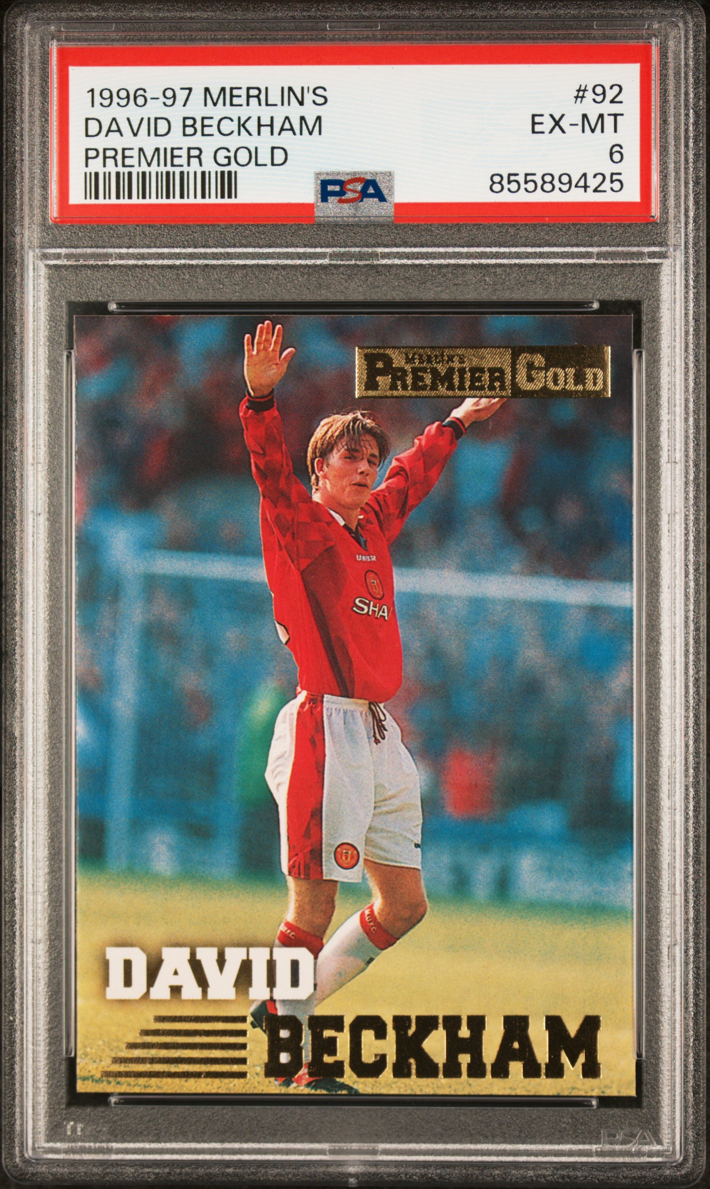 1996 Merlin's Premier Gold #92 David Beckham Rookie Card – PSA EX-MT 6