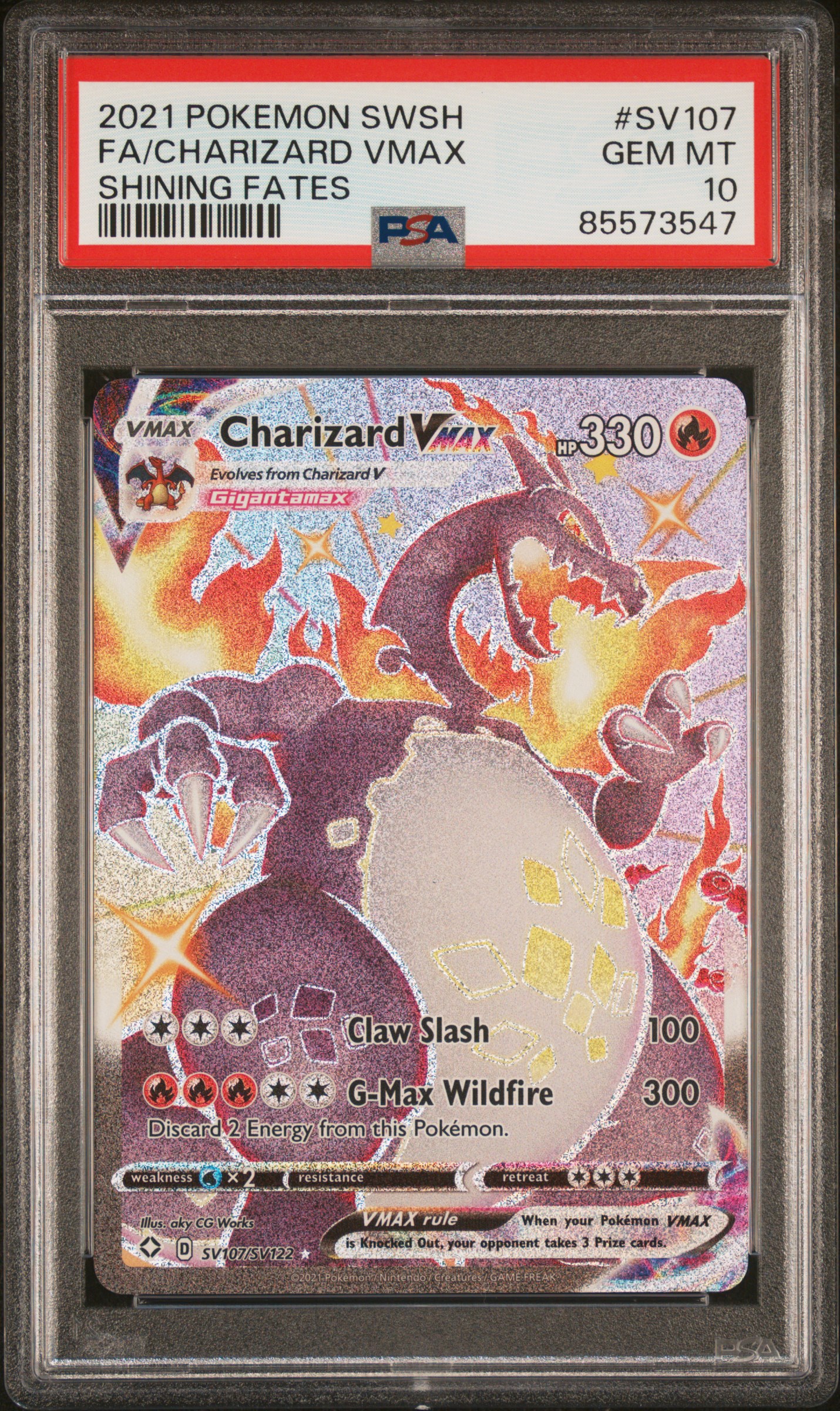 2021 Pokemon Sword & Shield Shining Fates Fa/Charizard Vmax #Sv107 (Shining Fates) Gem Mt 10 front