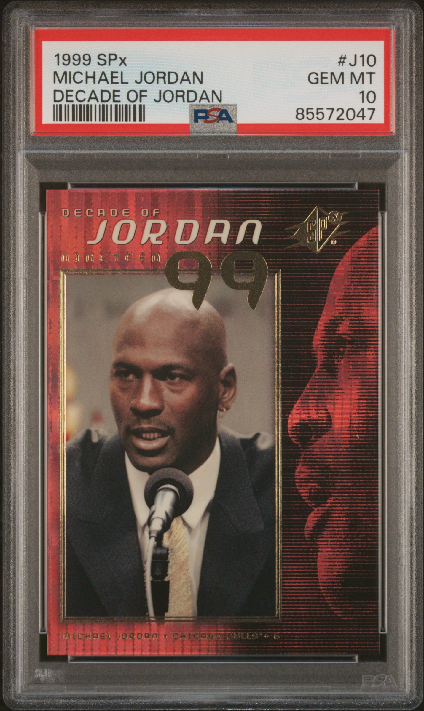 1999 SPx DECADE OF JORDAN #J10 MICHAEL JORDAN DECADE OF JORDAN