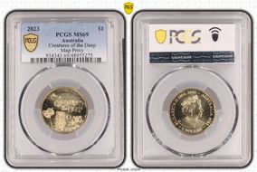 2023 $1 Creatures of the Deep Map Counterstamp MS69