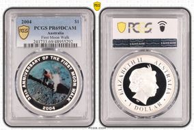 2004 $1 First Moon Walk KM-734  Ag PR69DCAM