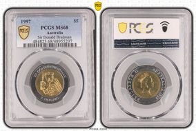 1997 $5 Sir Donald Bradman MS68