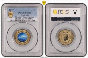 2017 $1 Planetary Coins Neptune Colorized MS70