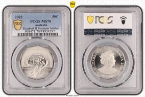 2022 50C Elizabeth II Platinum Jubilee MS70
