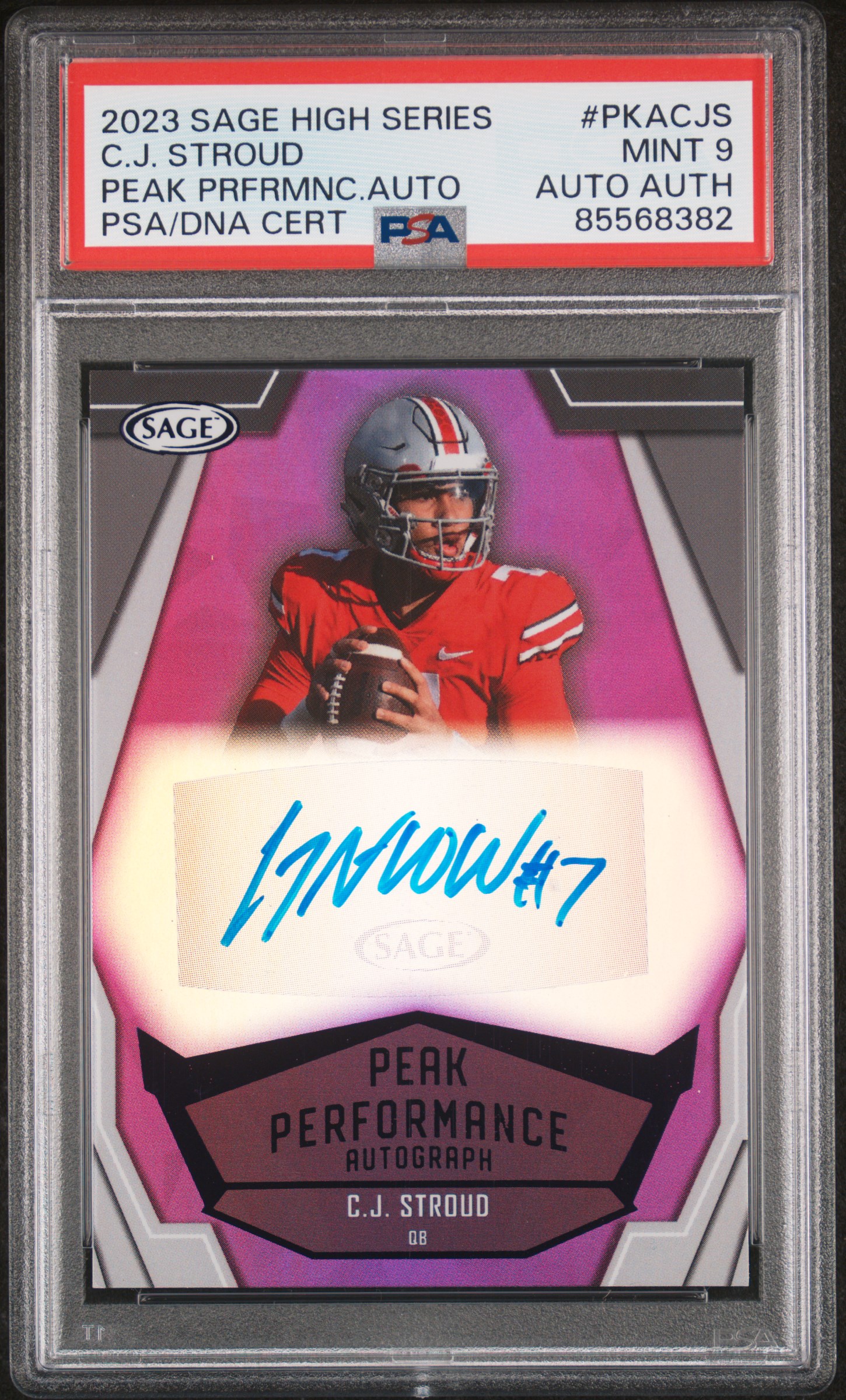 2023 SAGE HIGH SERIES PEAK PERFORMANCE AUTOGRAPHS #PKACJS CJ STROUD PEAK PRFRMNC.AUTO