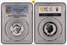 2000 50C Year of the Dragon Ag MS69