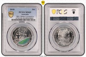 2018 50C 3801 Steam Locomotive Colorized MS69